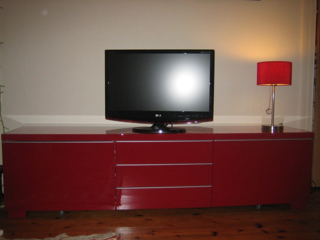 Shiny new telly and cabinet